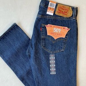 NWT Levi’s 501 jeans button fly dark uniform wash